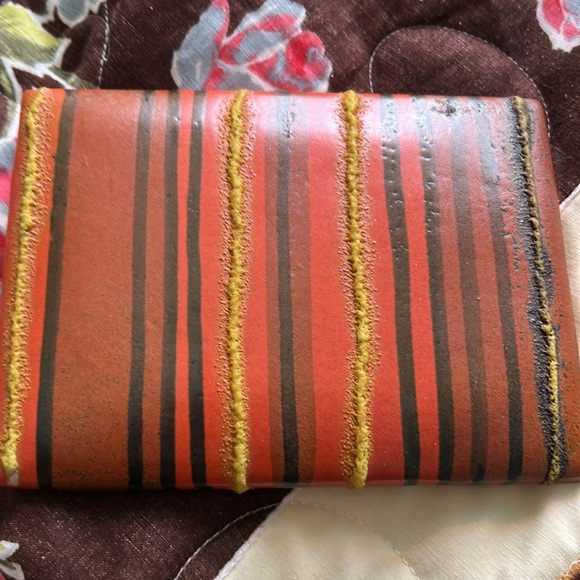 Unique Bitossi orange striped ceramic box with sticker MCM - Picture 10 of 11